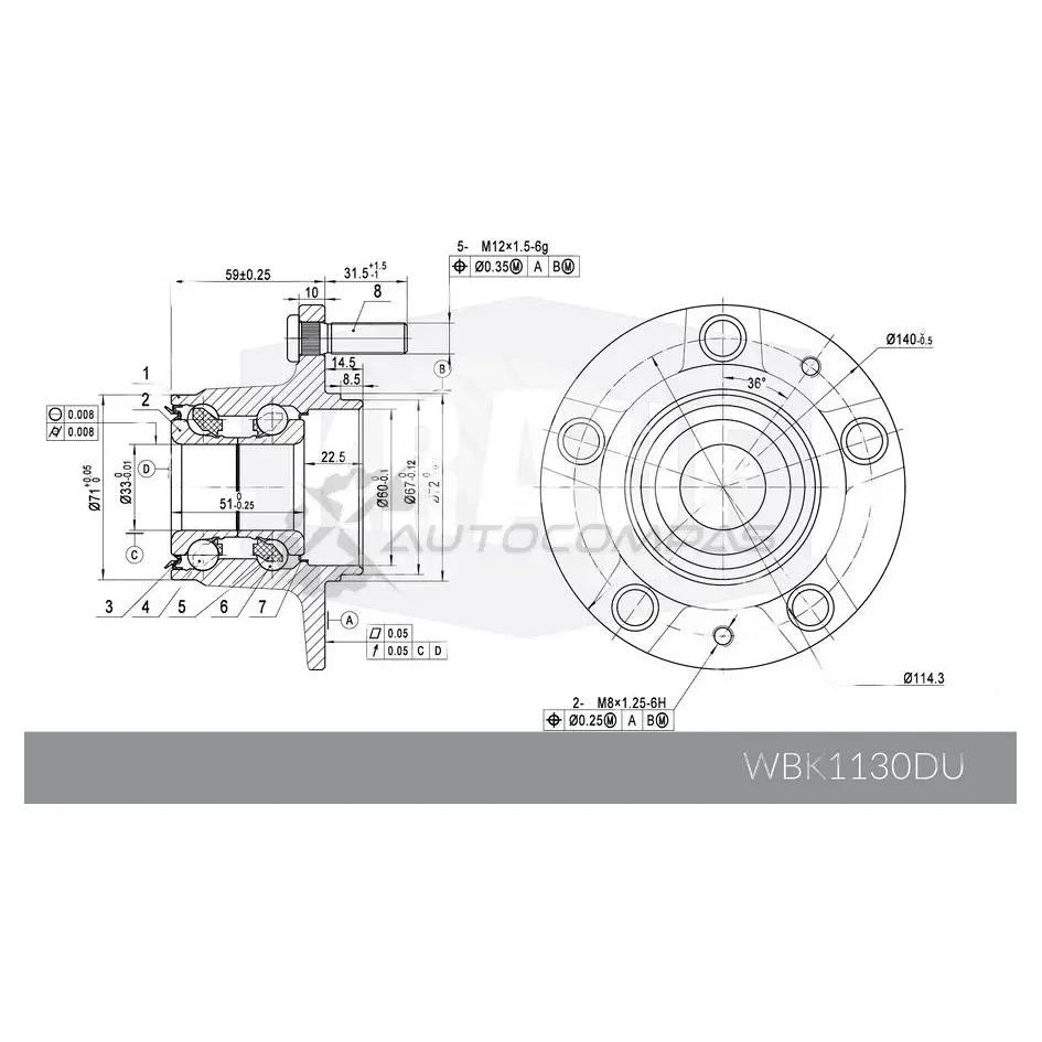Ступица в сборе с подшипником KRAUF 1W6 PKH 1440702574 WBK1130DU изображение 6