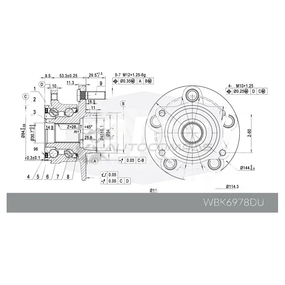 Ступица в сборе с подшипником KRAUF WBK6978DU 1 4Y9Z 1440702598 изображение 6