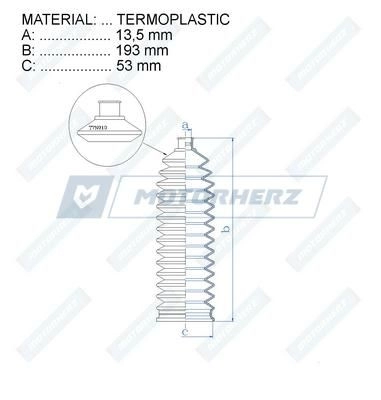 Пыльник рулевой рейки MOTORHERZ WB9 BM5 1440602685 RDZ0490MG изображение 1