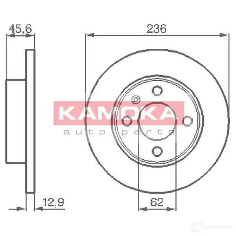 Тормозной диск KAMOKA 0MD B1E0 1653372 1031750 5908242609874