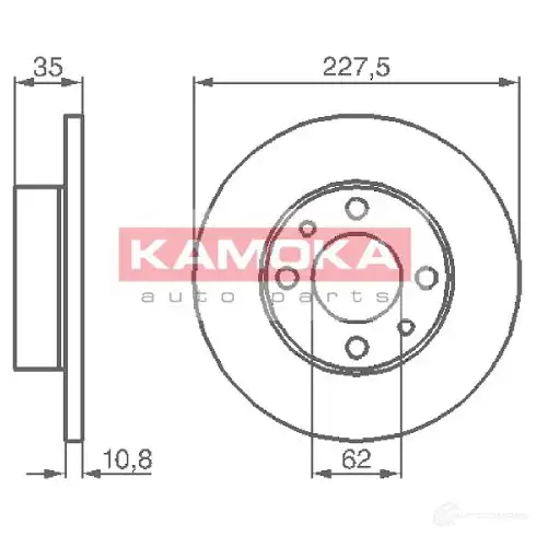 Тормозной диск KAMOKA FOQ KN 1653347 103166 5908242609706 изображение 0