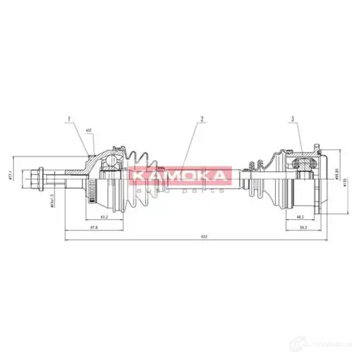 Приводной вал KAMOKA 5908234617702 D2UG S0J vw1138921a 1662161 изображение 0