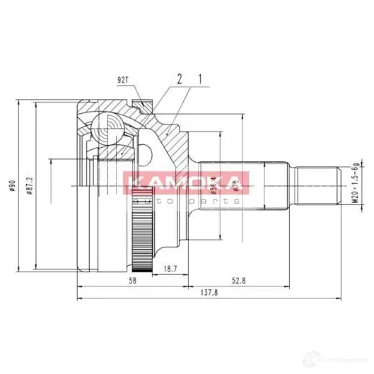 Шрус приводного вала, комплект KAMOKA 1657248 6994 5908234615197 UF85 Z