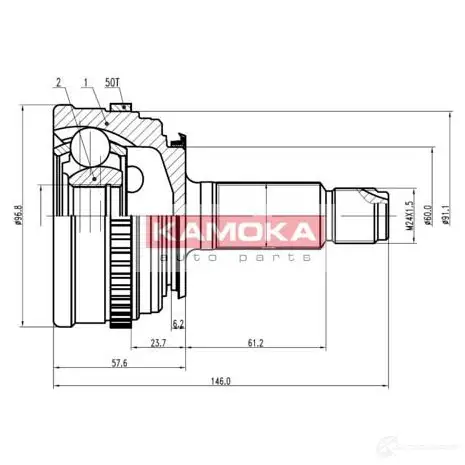 Шрус приводного вала, комплект KAMOKA 4JP 4VQE 6800 1657218 5908234614688 изображение 0