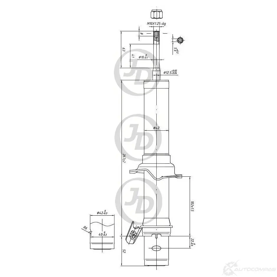 Стойка амортизатора JD 28DBX7 F 1420585554 JAS0135 изображение 0
