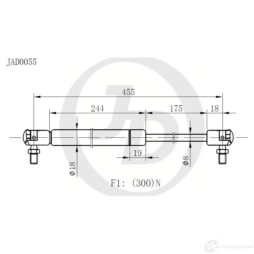 Газовый упор JD JAD0055 1420586170 VX9VF ZX изображение 0