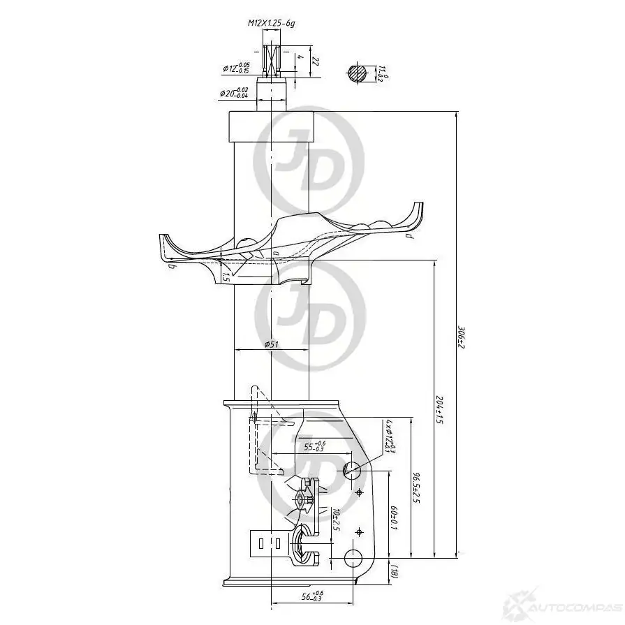 Стойка амортизатора JD 1420585567 JAS0167 6US 2ZP9 изображение 0