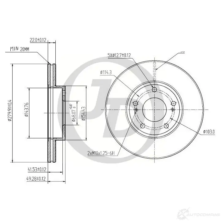 Диск тормозной JD 1420586250 0TSJX 7 JBD0061 изображение 0