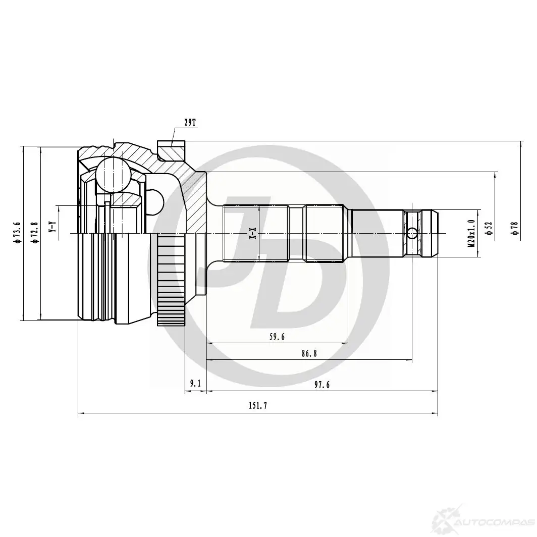 ШРУС JD AXH9D6 U JCT0149A 1420591078