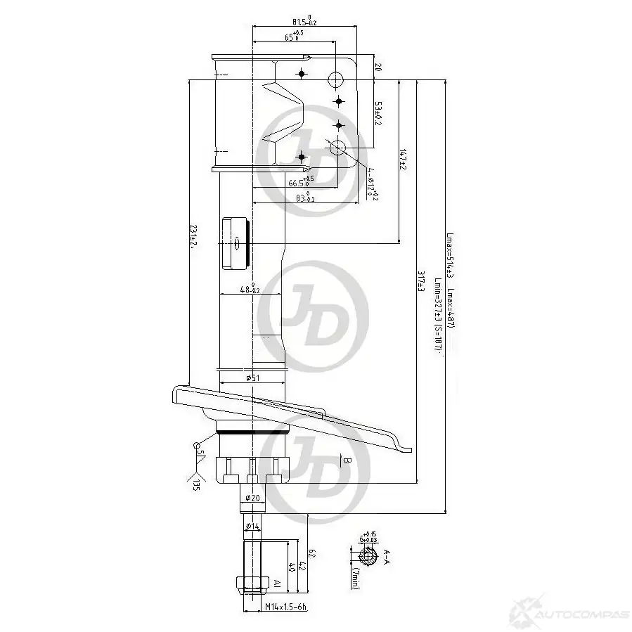 Стойка амортизатора JD 1420585624 JAS0252 Y K40S5N изображение 0