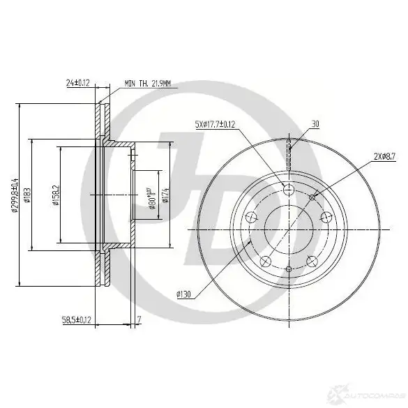 Диск тормозной JD JBD0055 E FQG6 1420586244
