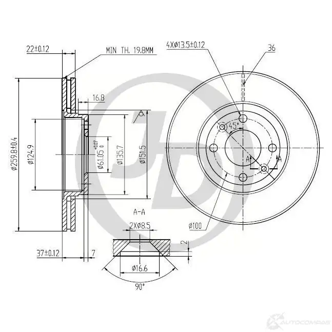 Диск тормозной JD JBD0021 AE1 RWYN 1420586210