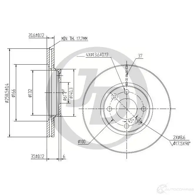 Диск тормозной JD JBD0040 1420586229 HAFSU 4G