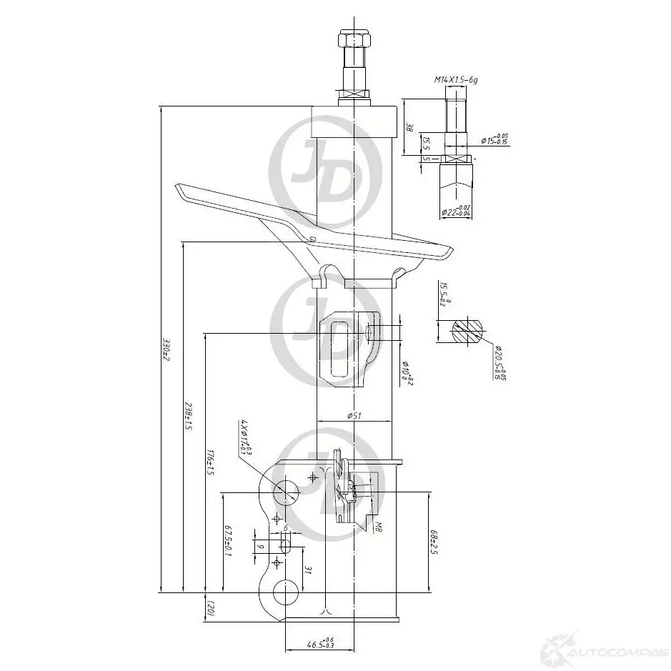 Стойка амортизатора JD JAS0015 J AZ6AQ 1420585484 изображение 0