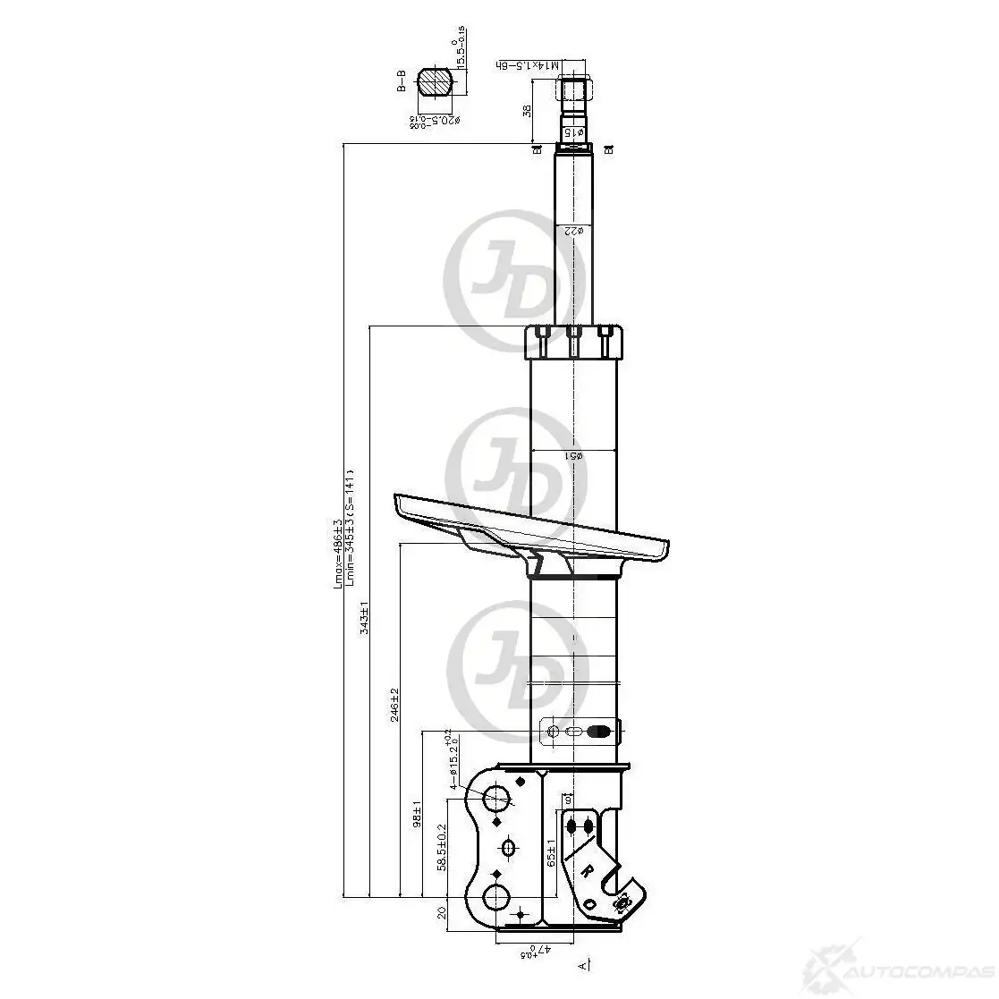 Стойка амортизатора JD B7W2 33 1420585598 JAS0225 изображение 0