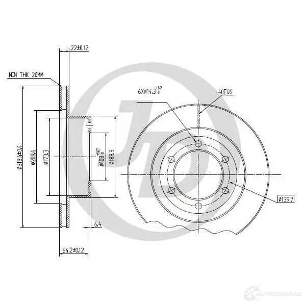 Диск тормозной JD JBD0044 F14M1 JX 1420586233