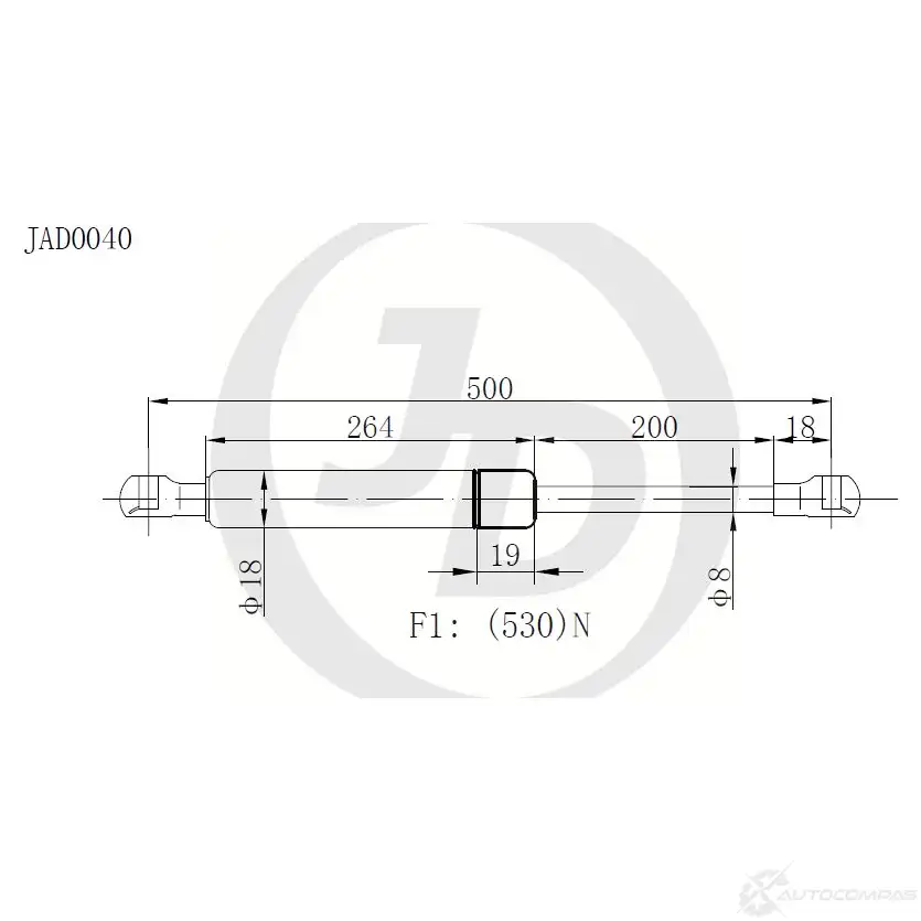Газовый упор JD 1420586155 JAD0040 25V Z6