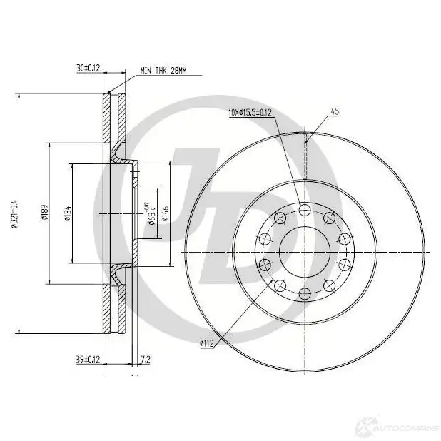 Диск тормозной JD JBD0007 4 5VXPC 1420586196