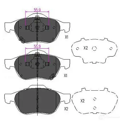 Тормозные колодки, комплект KAVO PARTS 9X HA8 kbp9075 1767616 871561615312