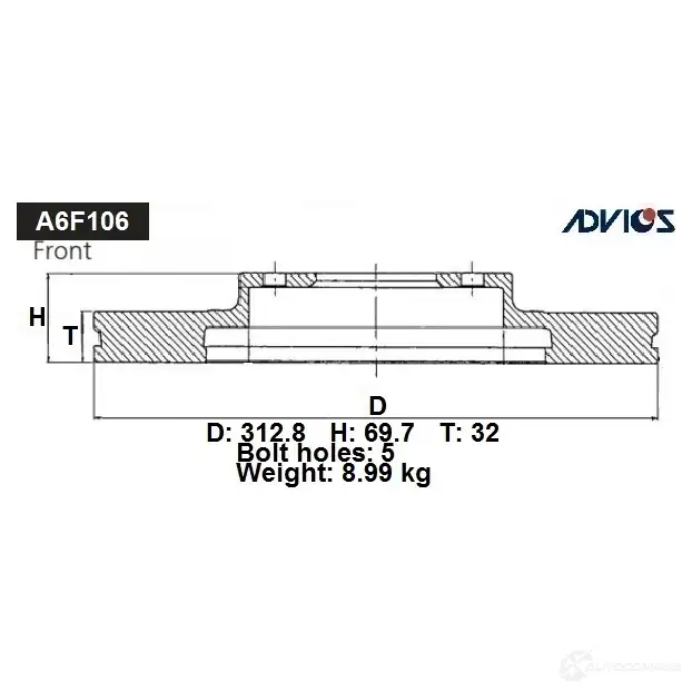 Тормозной диск ADVICS A6F106B 1425071212 OYYK VYC изображение 0