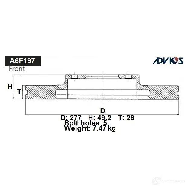 Тормозной диск ADVICS 1425071231 F6L7E B A6F197B