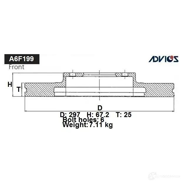 Тормозной диск ADVICS 1425071232 A6F199B UQ QA0 изображение 0