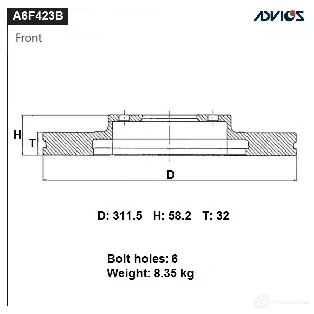 Тормозной диск ADVICS 1425071244 A6F423B QCT0 V изображение 0