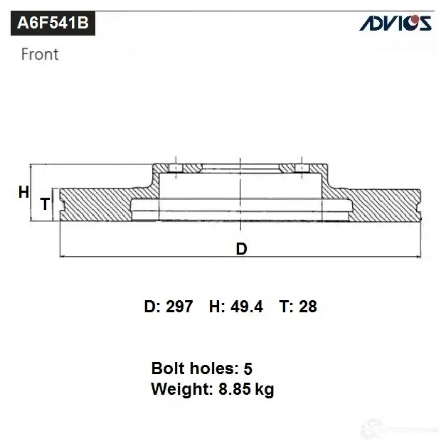 Тормозной диск ADVICS 1425071252 XWO4R F0 A6F541B изображение 0