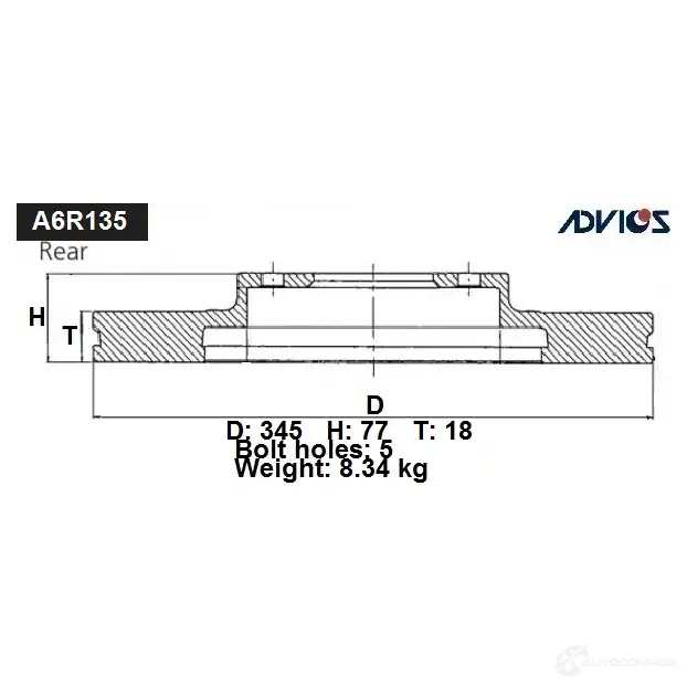 Тормозной диск ADVICS 1425071264 4B9F ZC A6R135B