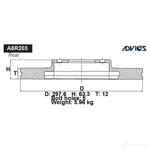 Тормозной диск ADVICS A6R203B Q008 W 1425071270 изображение 0