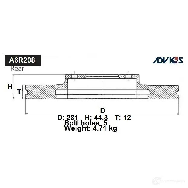 Тормозной диск ADVICS 1425071271 MRJDWN D A6R208B