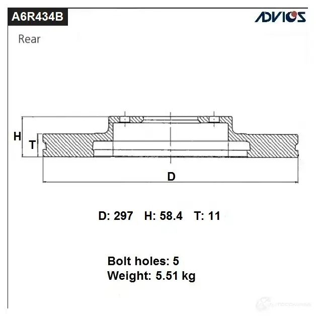 Тормозной диск ADVICS ZH K5C 1425071279 A6R434B