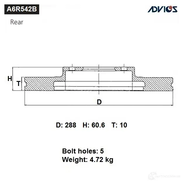 Тормозной диск ADVICS 18D 6R4 1425071281 A6R542B изображение 0