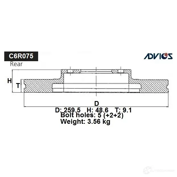 Тормозной диск зад. ADVICS C6R075 1420568254 UNIU LB7 изображение 0