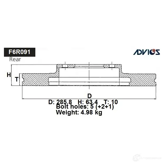 Тормозной диск ADVICS R651 1 1425071367 F6R091B изображение 0