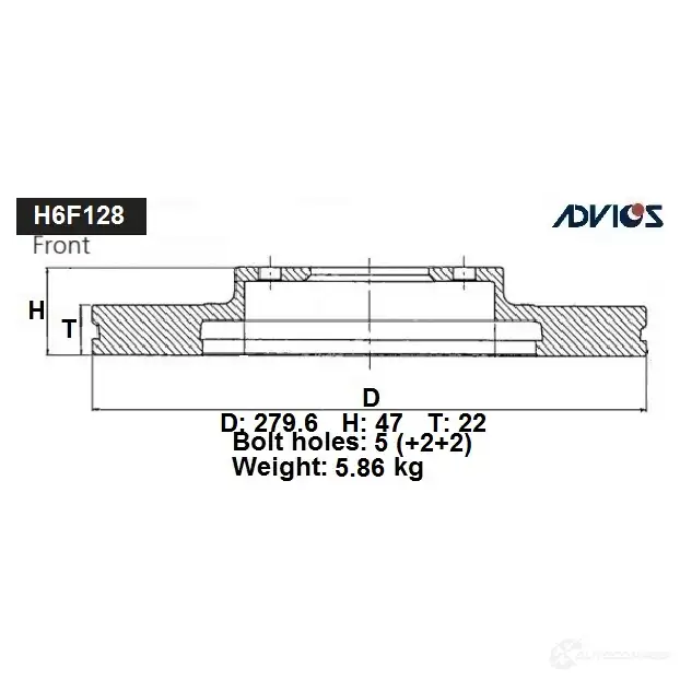 Тормозной диск ADVICS H6F128B 5T5 QA 1425071374 изображение 0