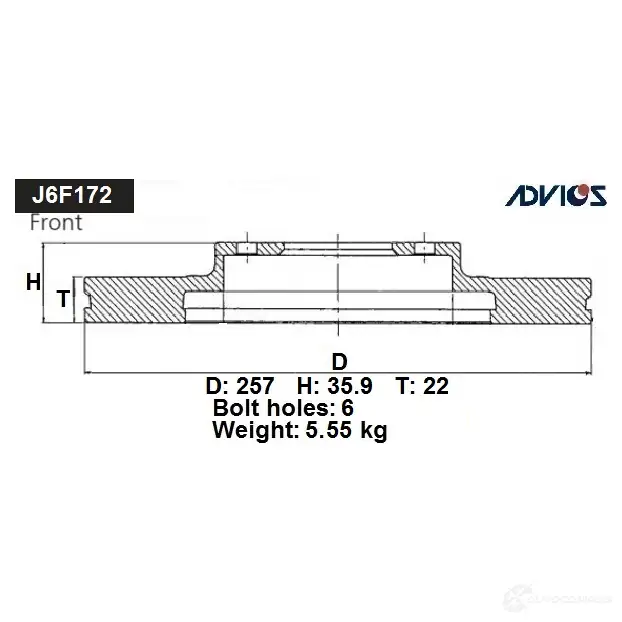 Тормозной диск пер. ADVICS 1420567975 J6F172 IOPZ7 H изображение 0