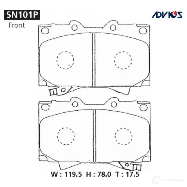 Тормозные колодки дисковые, комплект ADVICS 8A QY1 SN101P 1420567461 изображение 0