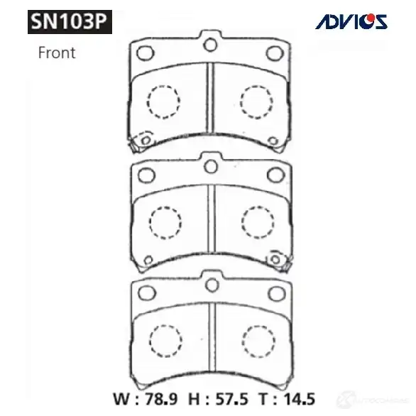 Тормозные колодки дисковые, комплект ADVICS SN103P 1420567463 VKWB9 B8