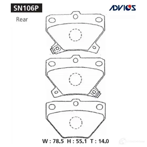Тормозные колодки дисковые, комплект ADVICS 1420567466 SN106P S XZUT изображение 0