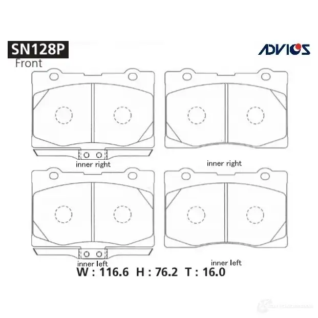 Тормозные колодки дисковые, комплект ADVICS SN128P 1420567483 M5 1WL0 изображение 0