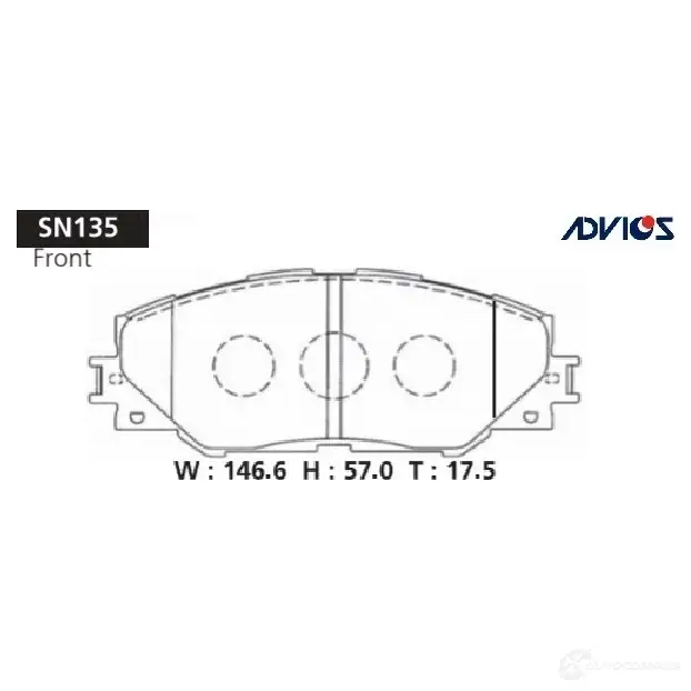 Тормозные колодки дисковые, комплект ADVICS 1420567488 SN135 BBTOS 7 изображение 0