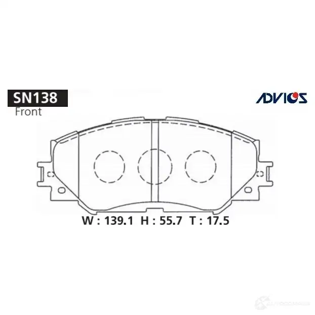 Тормозные колодки дисковые, комплект ADVICS 1420567490 7O 7TO SN138 изображение 0