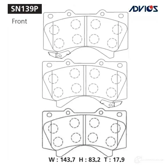 Тормозные колодки дисковые, комплект ADVICS SN139P AF86 2O 1420567491 изображение 0