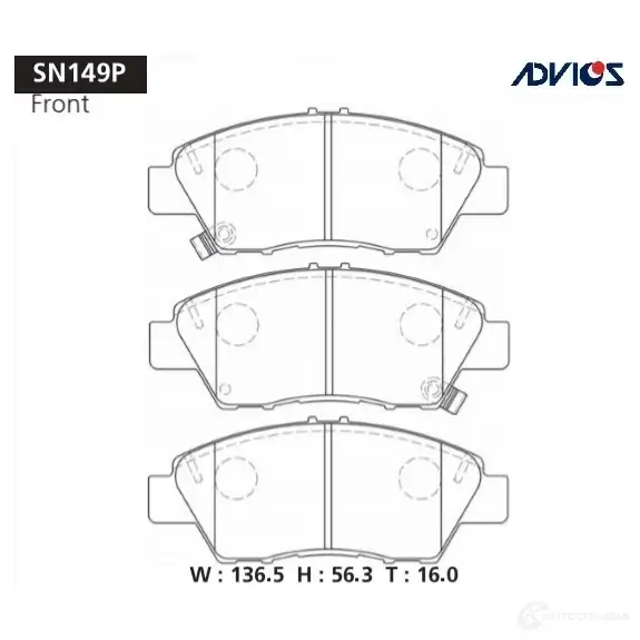 Тормозные колодки дисковые, комплект ADVICS G07F R SN149P 1420567495 изображение 0