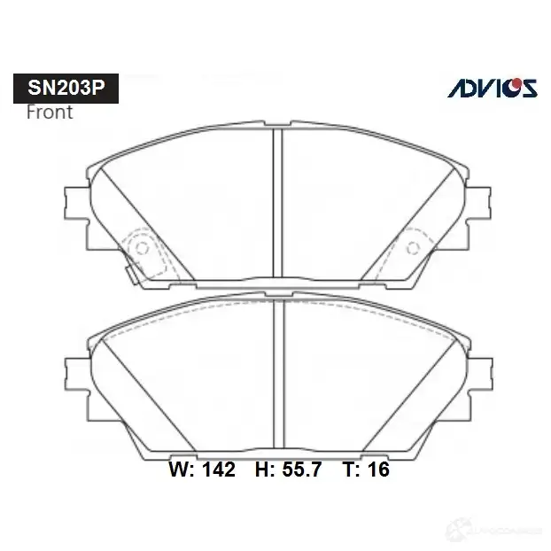 Тормозные колодки дисковые, комплект ADVICS SN203P I1 ICC9 1422985508 изображение 0