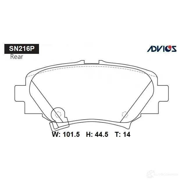 Тормозные колодки дисковые, комплект ADVICS 1422985710 SN216P 5XC3L AD