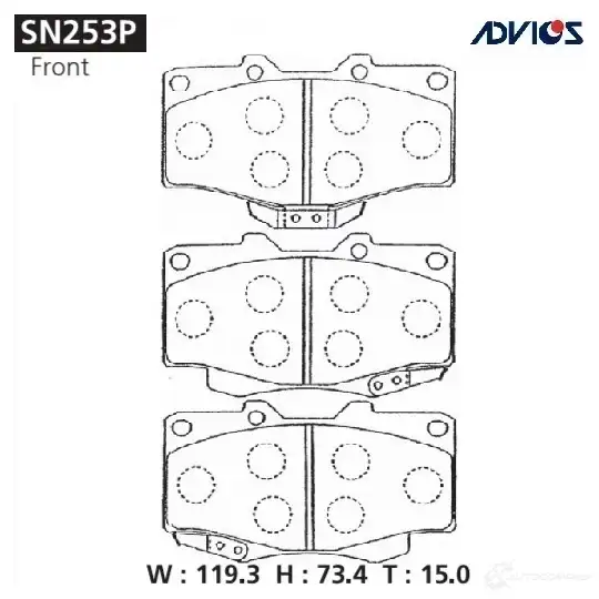 Тормозные колодки дисковые, комплект ADVICS PD9 OKNR SN253P 1420567508 изображение 0