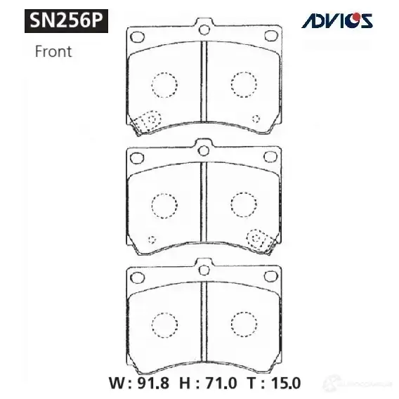 Тормозные колодки дисковые, комплект ADVICS SN256P R9W 5M 1420567509 изображение 0