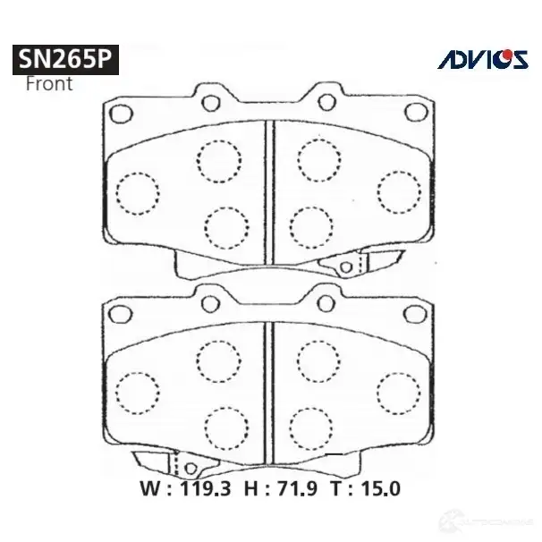 Тормозные колодки дисковые, комплект ADVICS M4 MR1 1420567512 SN265P изображение 0